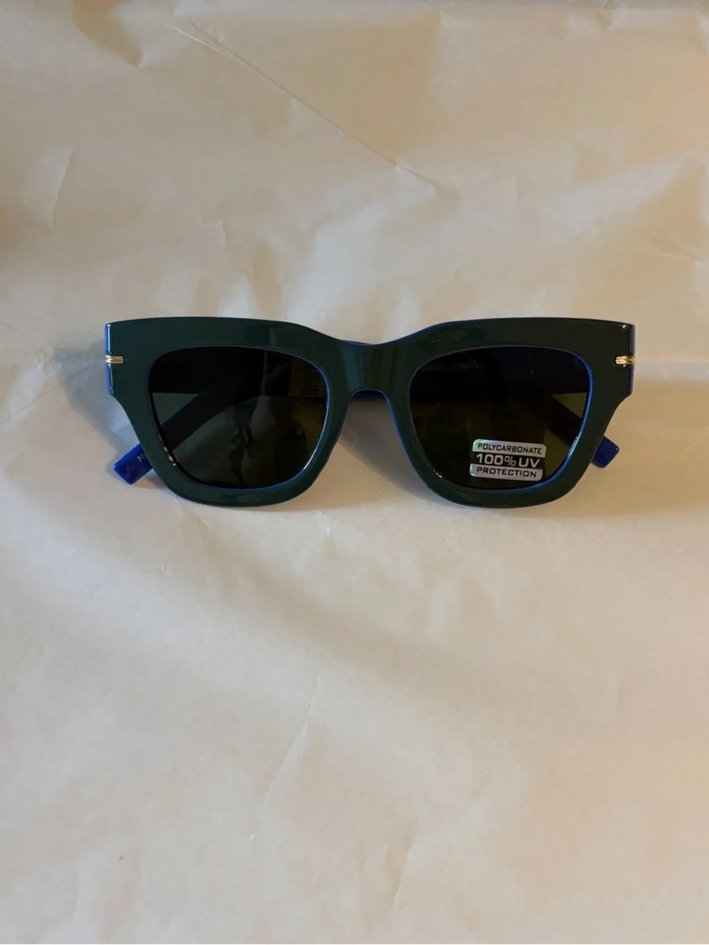 Free People Jackson Two Tone Square Sunglasses Green Blue Black Gold NEW NWT